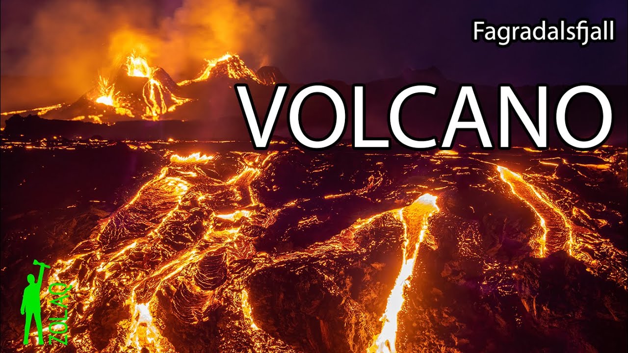 ICELANDIC VOLCANO ERUPTION  - the new volcano on the mountain Fagradalsfjall in Iceland 4K