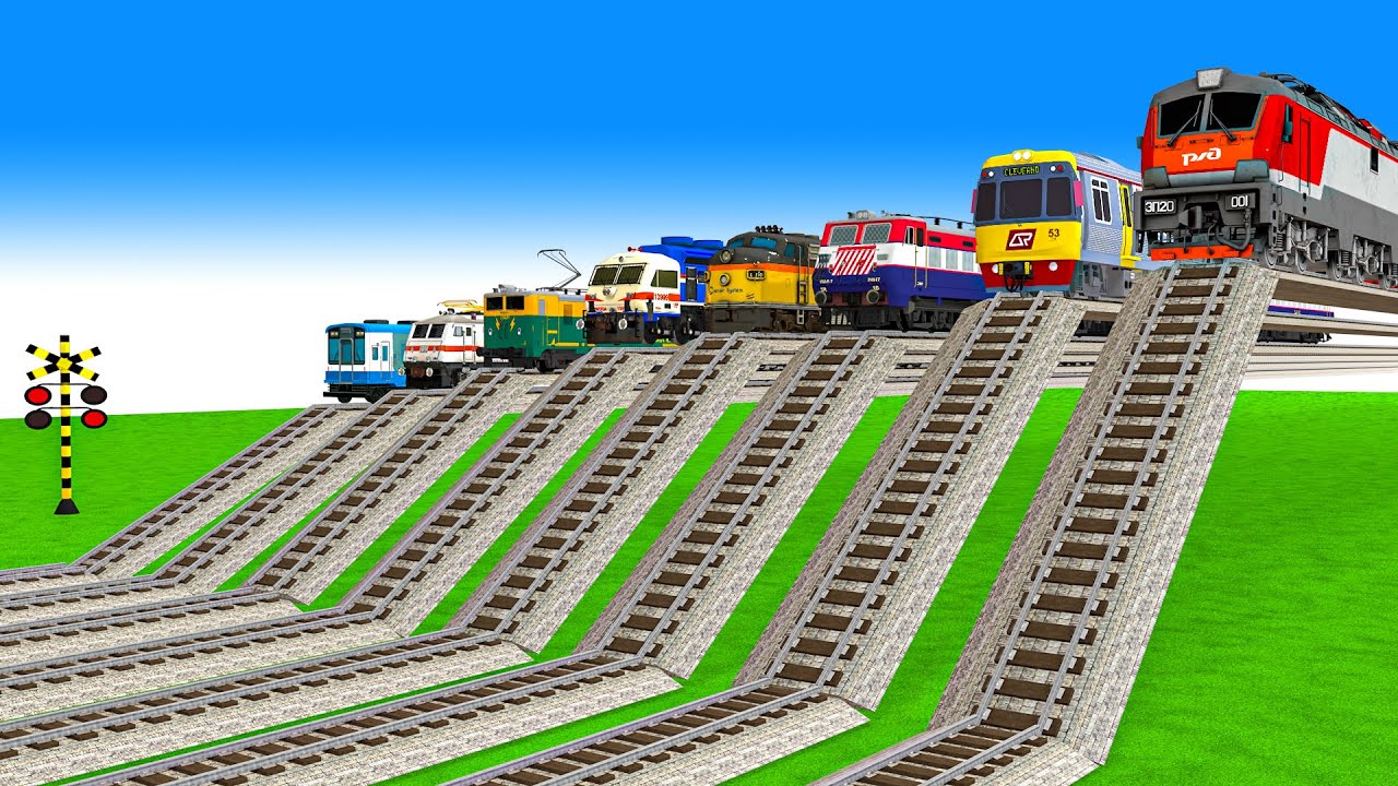 10 HIGHEST SPEED TRAINS CROSSING ON BIGGEST HIGH RISKY & HIGH RISKY RAILWAY TRACKS|Beam ng Train