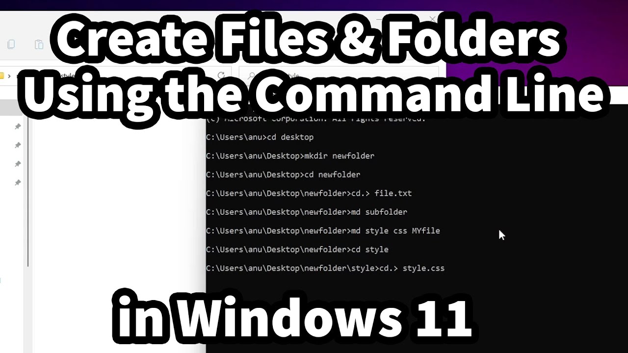 Как создать файлы и папки через командную строку в Windows 11