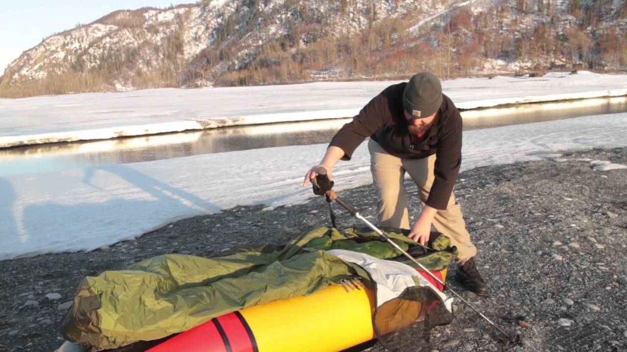 Experimental Packraft Shelter Setup