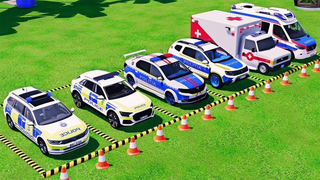 TRANSPORTING FIXAR CAR, DACIA, MCQUEEN, AMBULANCE EMERGENCY, FIRE ENGINE WITH TRUCK ! FS22 #52