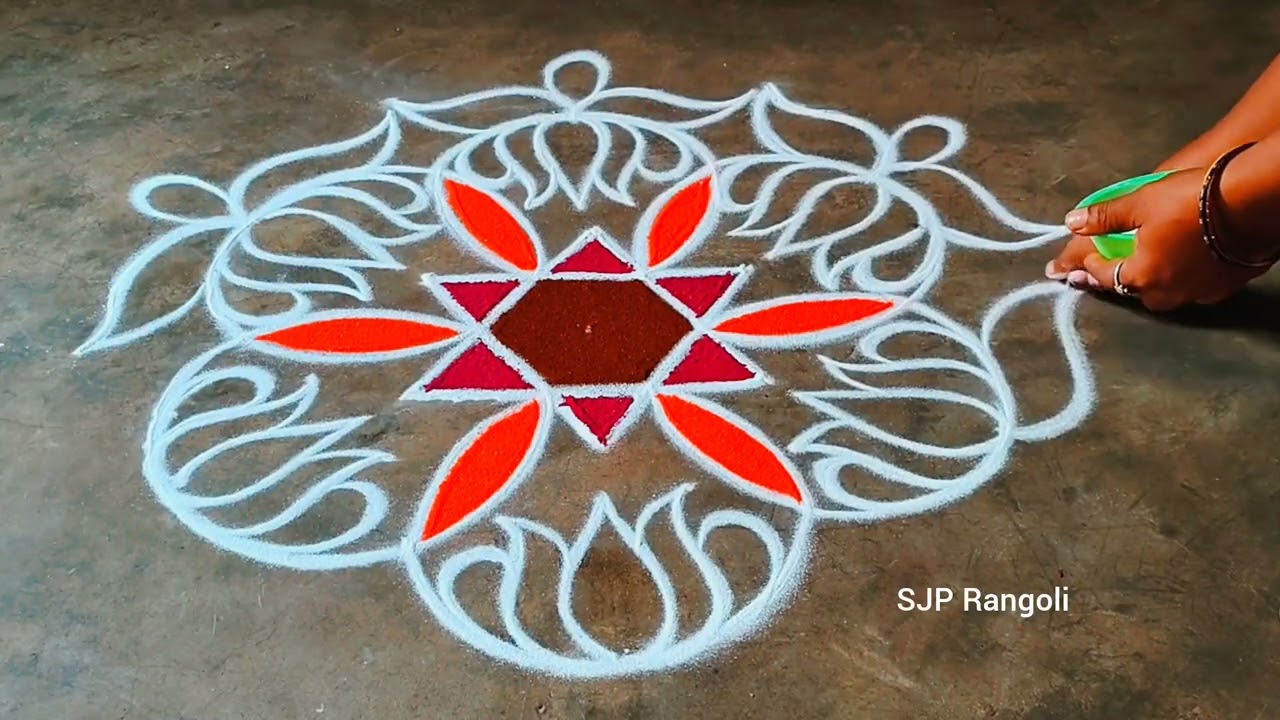 Bhogi pongal special rangoli 🌺 Lotus colour flowers Rangoli 🌺 Thai Pongal Rangoli