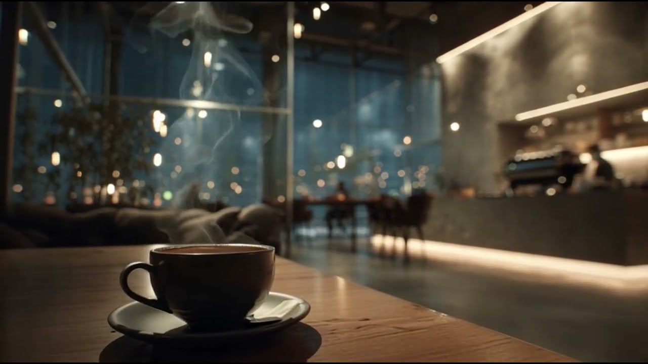 Cozy Night Café Ambience | Warm Coffee Shop Atmosphere Relaxing Focus