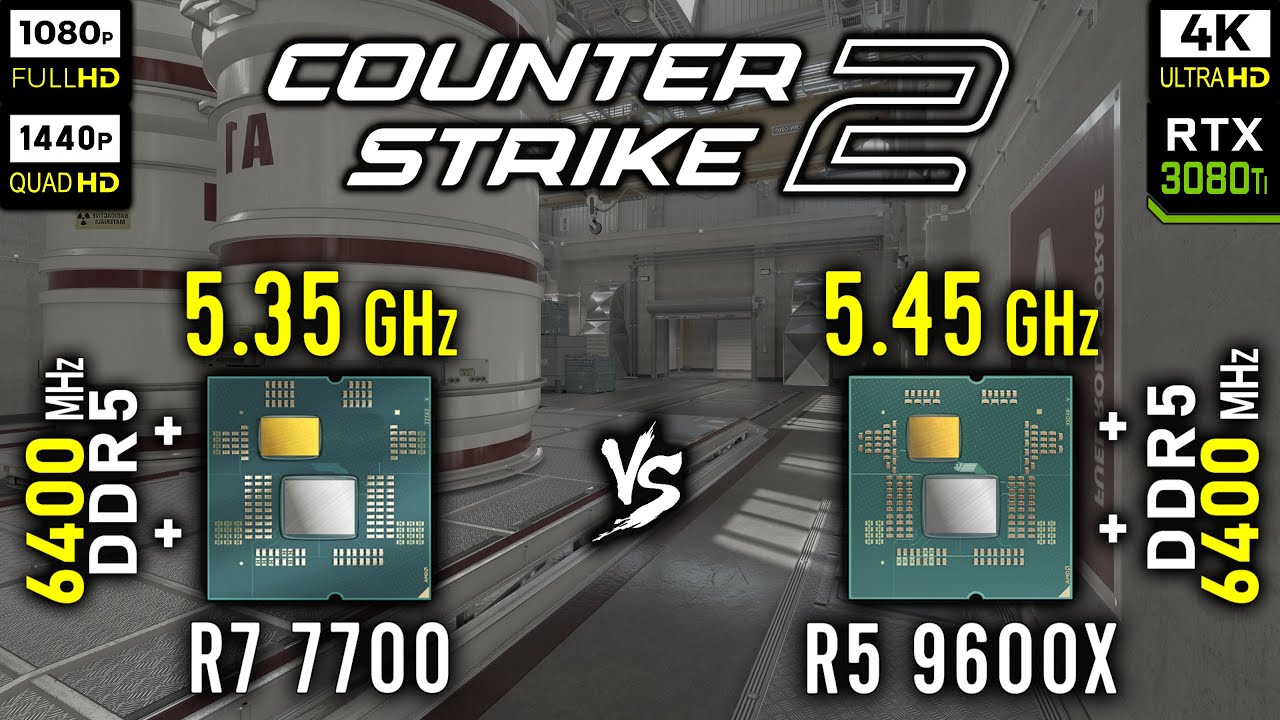 Ryzen 7 7700 vs Ryzen 5 9600X in Counter-Strike 2 | CS2 | RTX 3080 Ti [ 1080p vs 1440p vs 4K ]