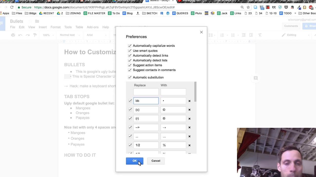 How to Adjust Tab Indentation and Size of Bullet in Google Docs - Method 1