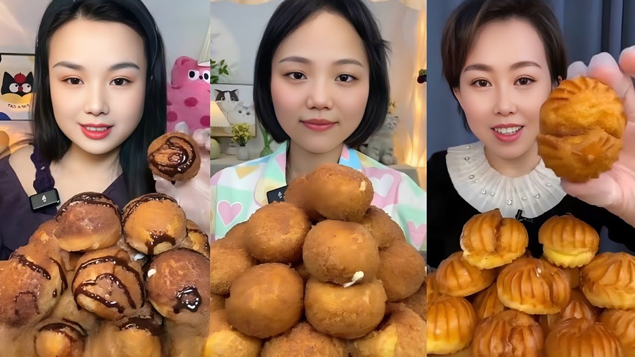 ASMR FRIED CREAM PUFFS DOUGH MUKBANG 디저트 먹방 | SWEET MUKBANG | EATING SHOW