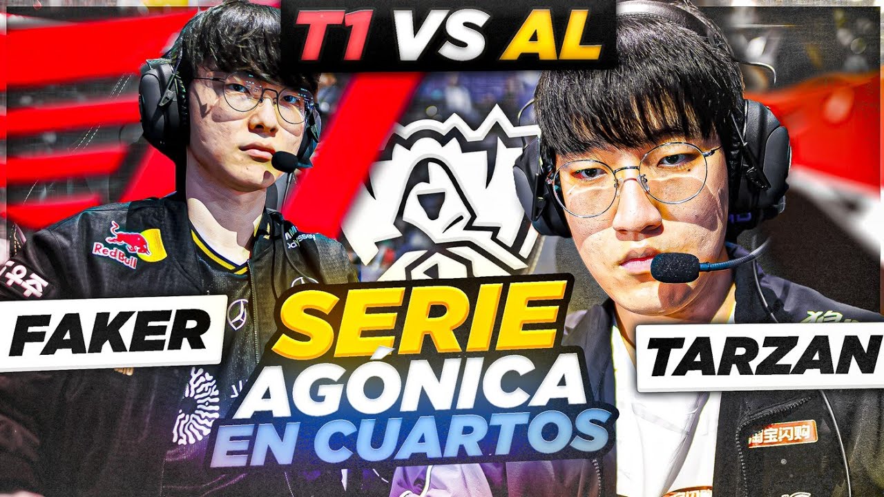 FAKER vs SHANKS SERIE DE INFARTO PARA IR A SEMIS!! 🤯 // T1 vs AL (Worlds 2025) *Cuartos*