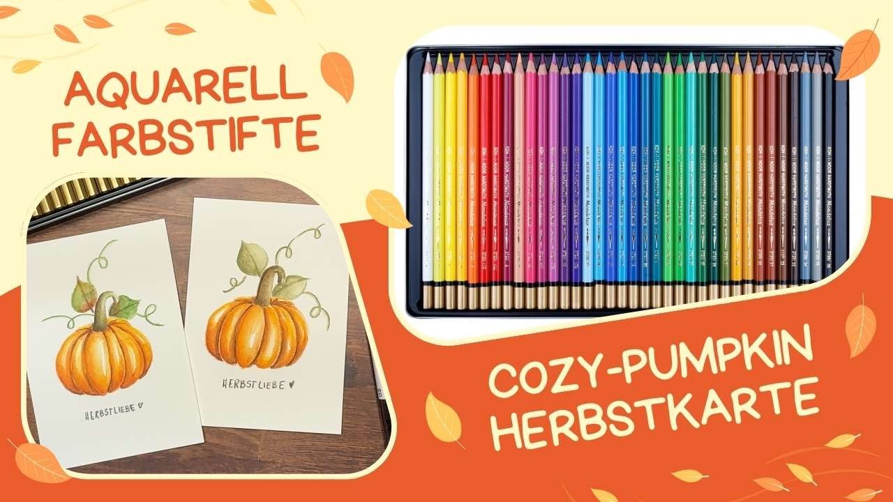 Aquarellstifte -  Kürbis - Herbstliche Grußkarte