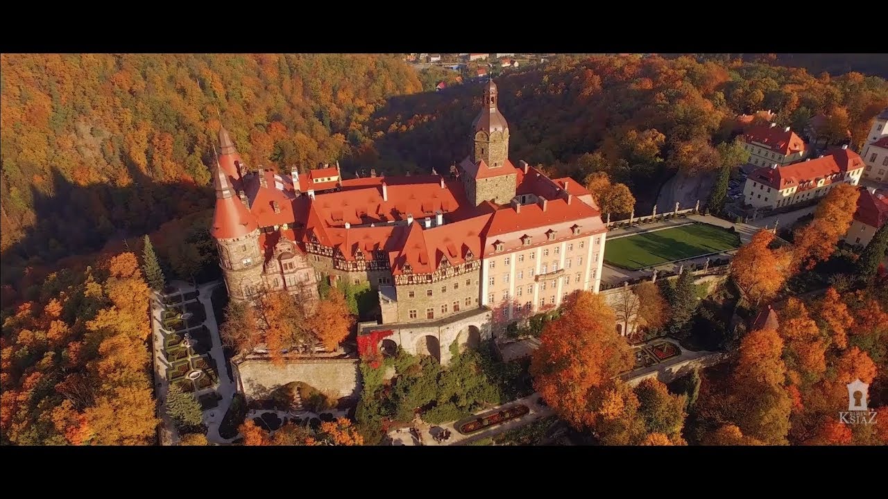 Bird's-eye view of the majestic Książ Castle