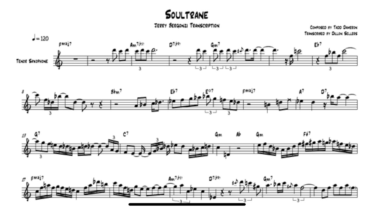 Soultrane - Jerry Bergonzi Transcription