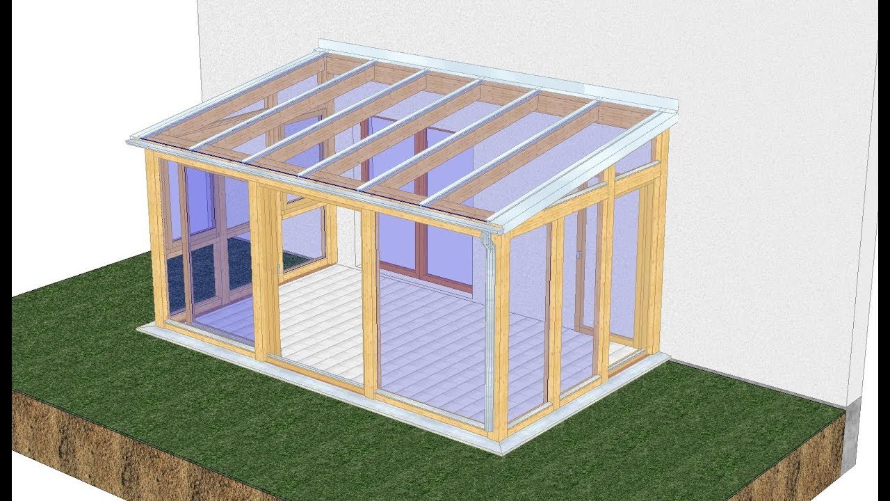 Wintergarten aus Holz mit Pultdach