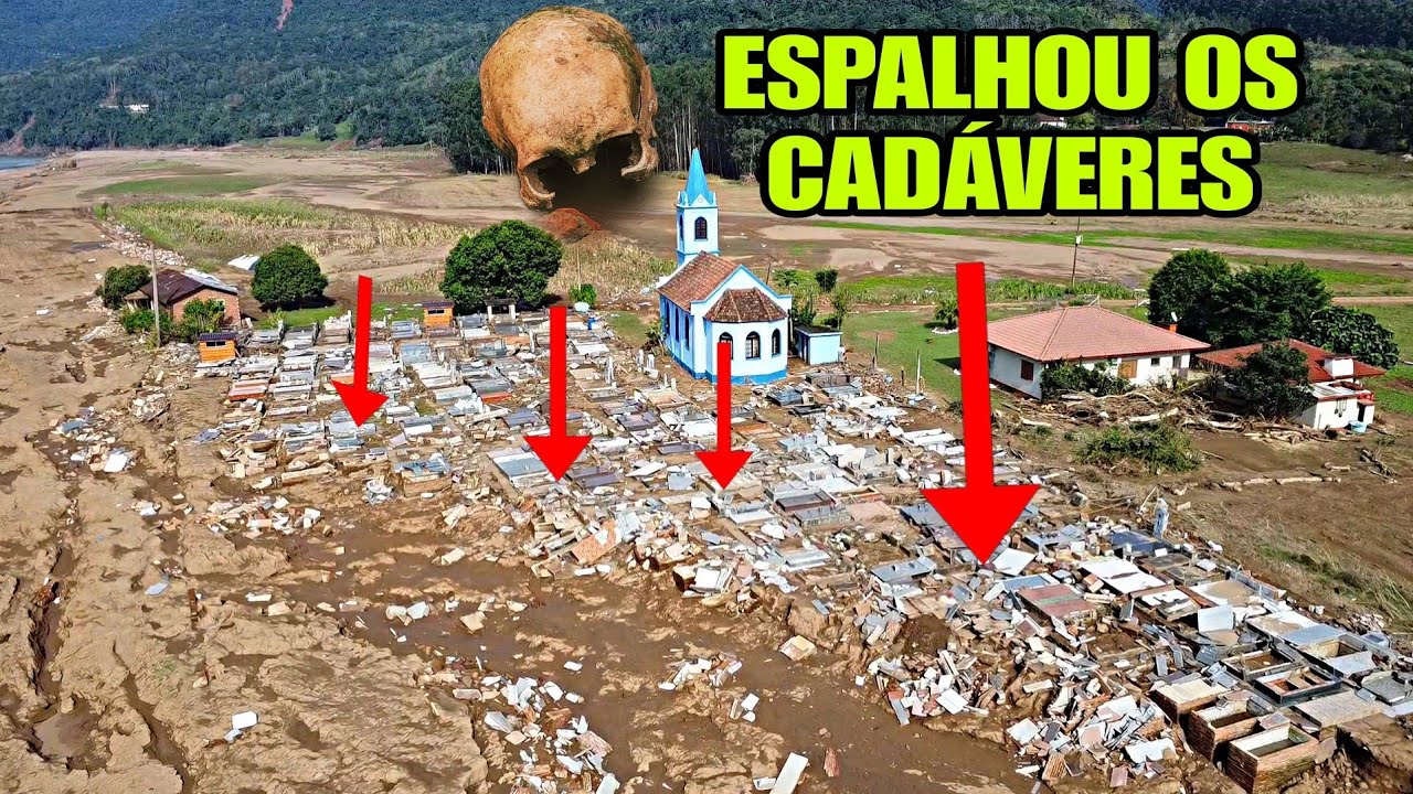 ENCHENTES DESTRÓI CEMITÉRIO EVANGÉLICO EM TAMANDUA rs espalhando defuntos na roça