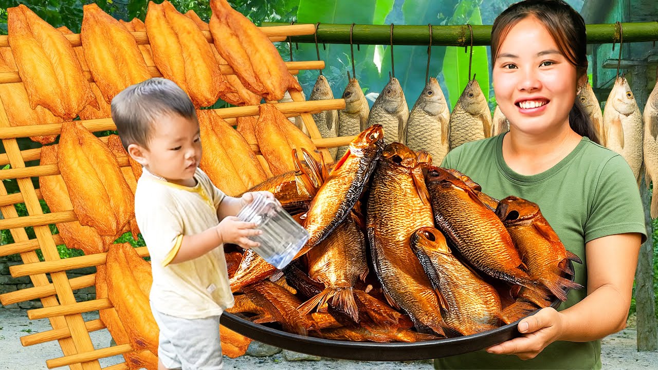 How to Make Giant Smoked Fish to Sell at Market with Single Mom, Long-Term Food Storage for Winter