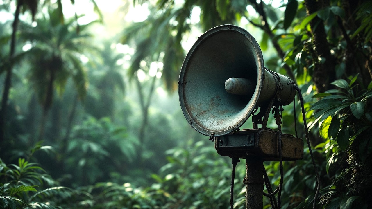 Abandoned Military Loudspeaker in the Jungle | Silent Broadcast Atmosphere