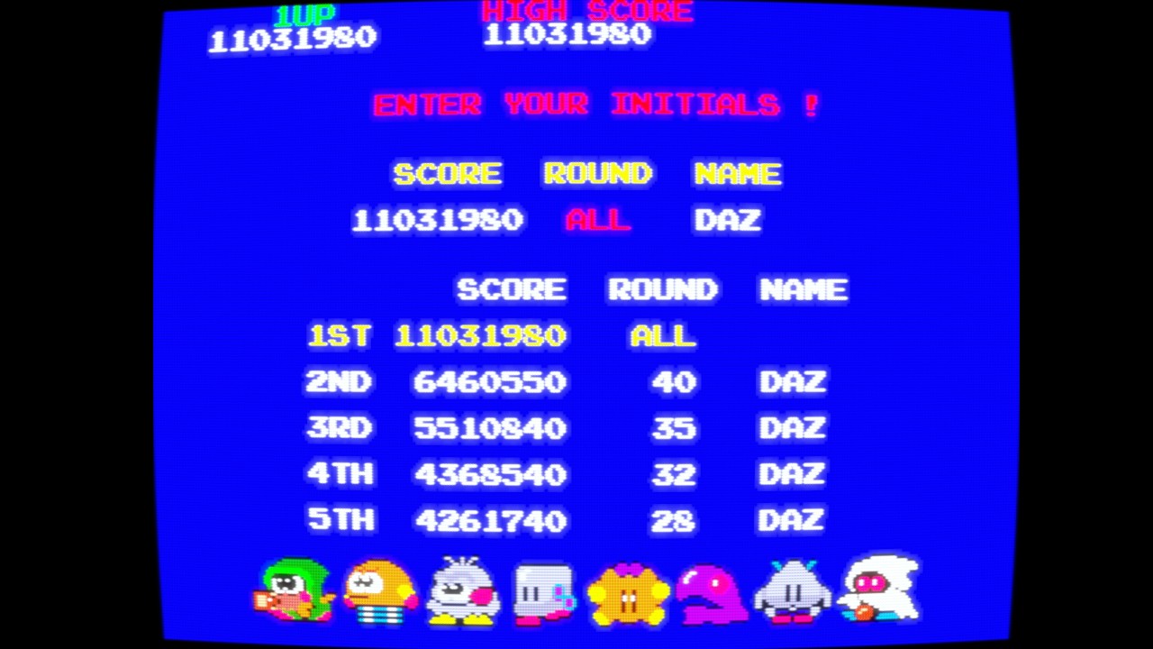 Rainbow Islands (Taito, 1986 - Arcade) Completed True Ending One Credit 11m Score