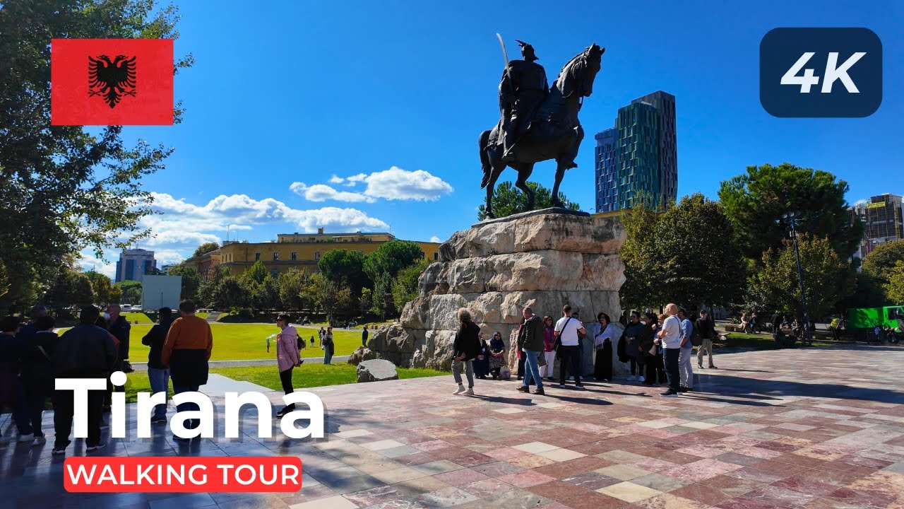 Tirana, Albania Walking Tour 🇦🇱 | Skanderbeg Square to Pyramid (4K)