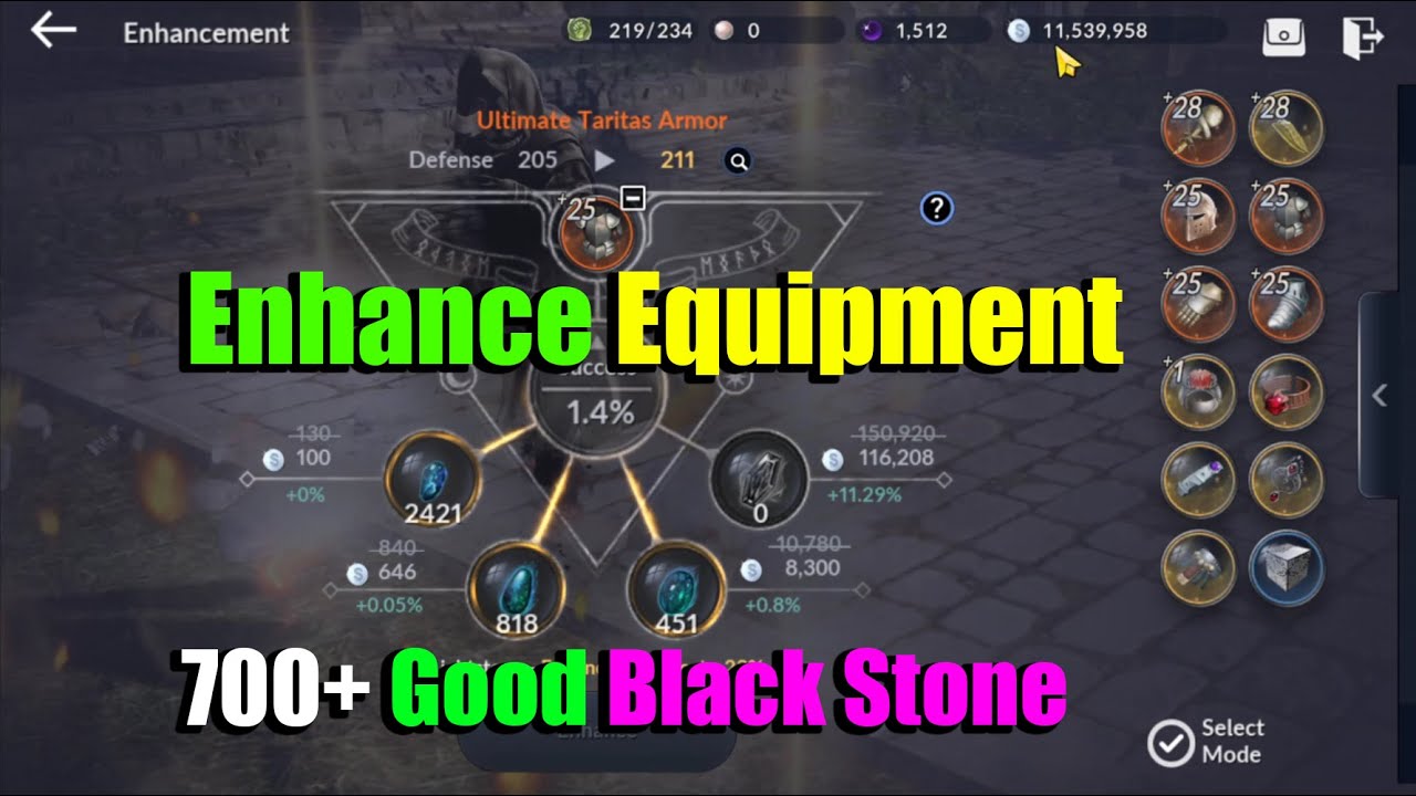 Black Desert Mobile Enhance Equipment 700+ Good Black Stone