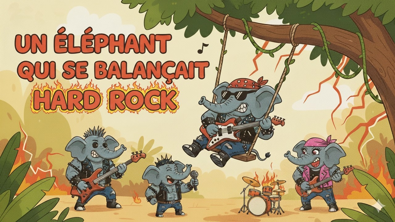 🔥 Un &eacute;l&eacute;phant qui se balan&ccedil;ait &ndash; HARD ROCK Remix 🤘🐘 Comptine explosive ! | #comptine #rockkids