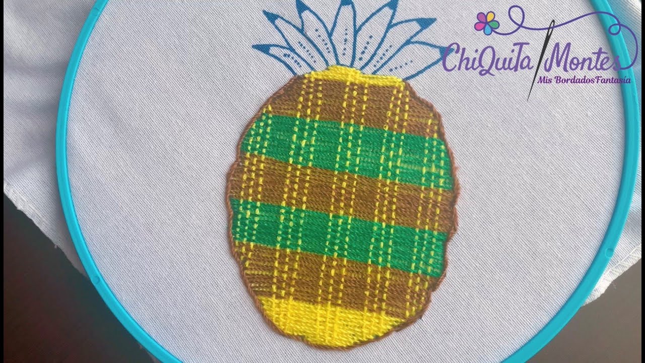 Bordado Fantasía Piña 9 / Hand Embroidery Pineapple 🍍 with Fantasy Stitch