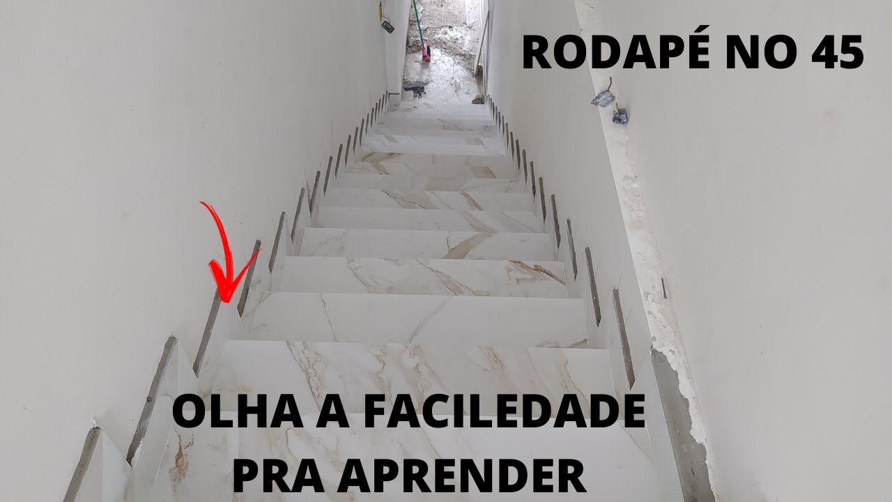 COMO COLOCAR RODAPÉ NA ESCADA EM 45% PASSO A PASSO