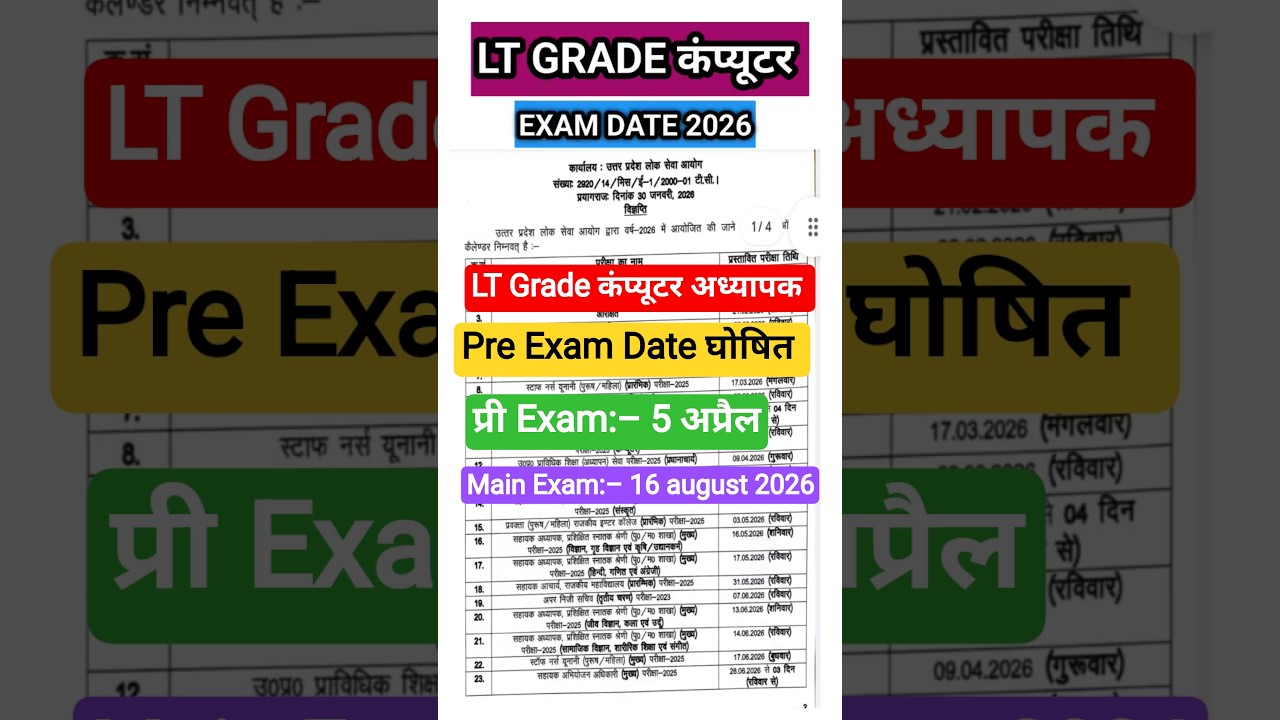 LT GRADE कंप्यूटर प्री EXAM DATE घोषित।। LT GRADE COMPUTER TEACHER एग्जाम DATE।।