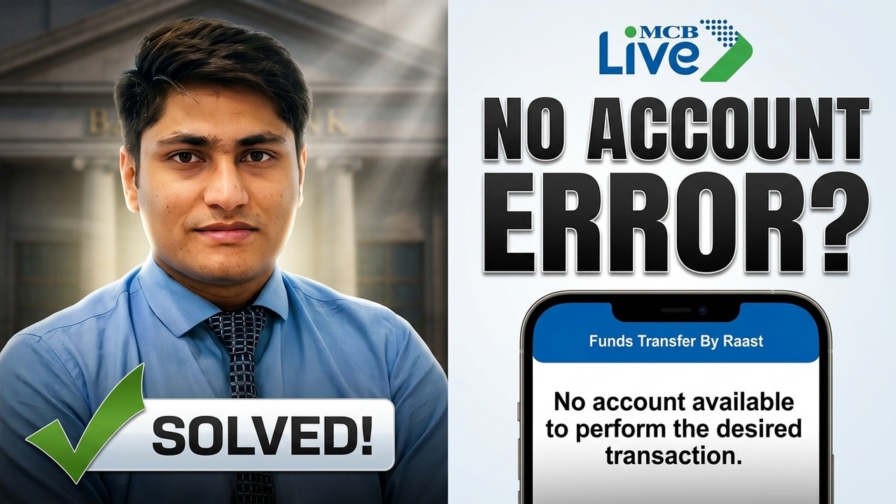 MCB Live Error: No Account Available to Perform The Desired Transaction |MCB RDA Fund Transfer Issue