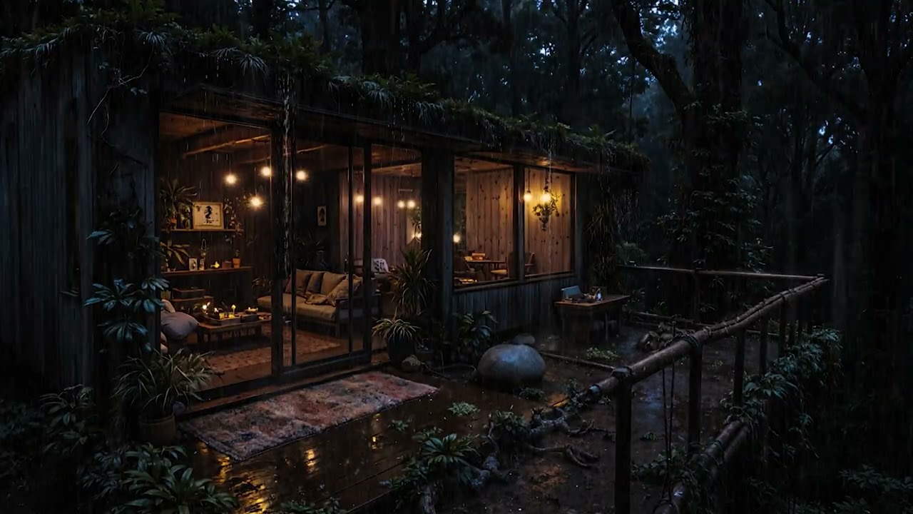 Peaceful Rainfall Surrounding a Remote Forest Cabin 🌲🌧️ | Stress-Free Sleep