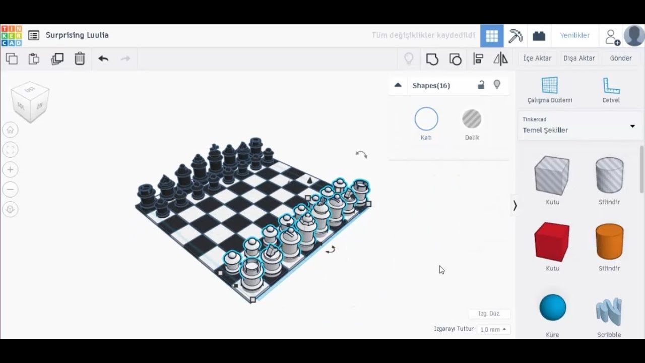 Tinkercad 3D Satranç Takımı Tasarımı