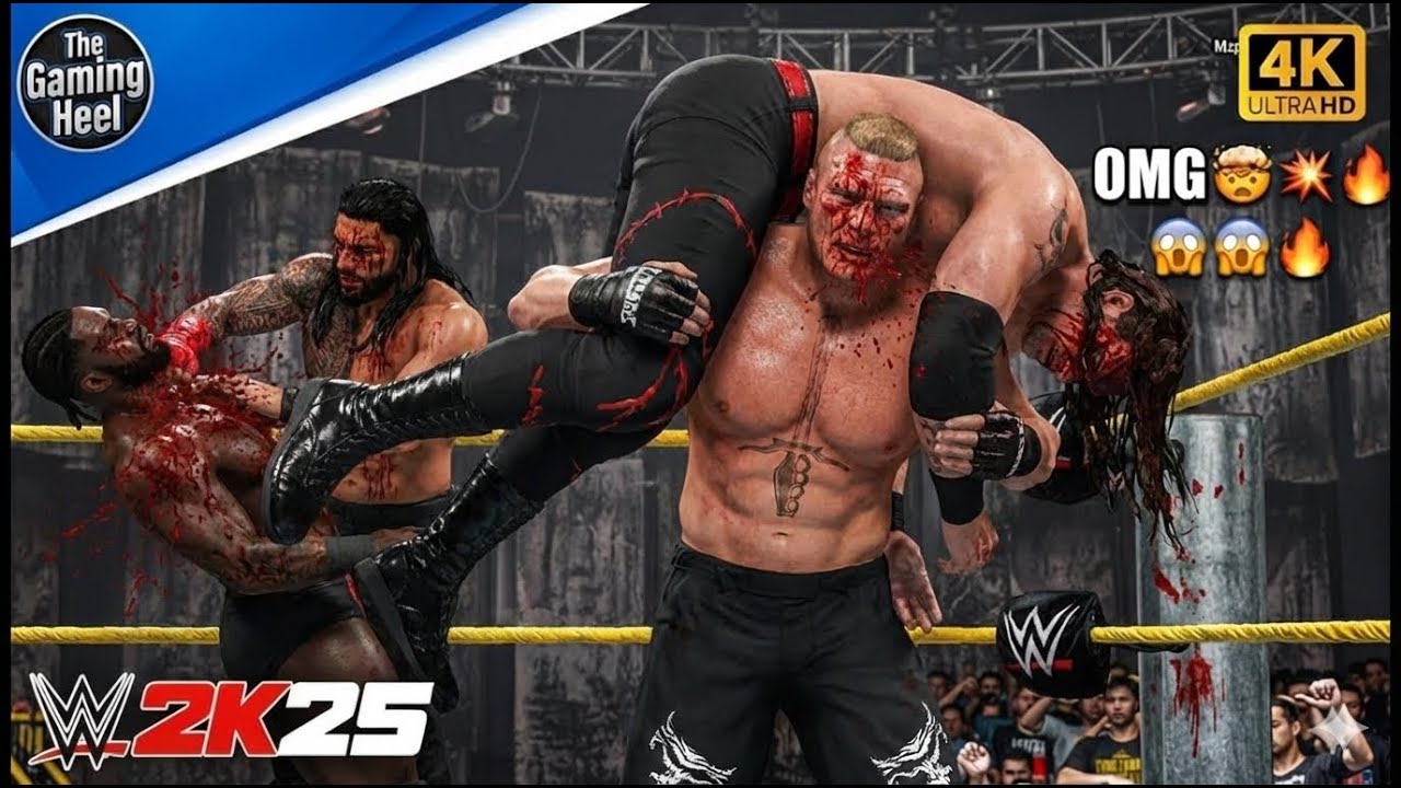 WWE 2K25 - Roman Reigns vs Brock Lesnar vs Kane vs Oba Femi - 4-Man Gauntlet Eliminator Match