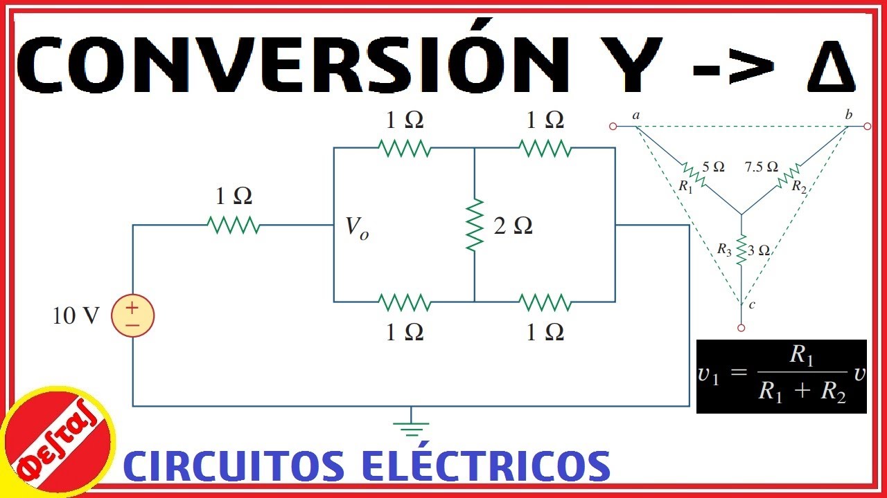 Calculando voltaje en circuito divisor de potencia bidireccional | Conversión Y a Δ|Probl2.72 Sadiku