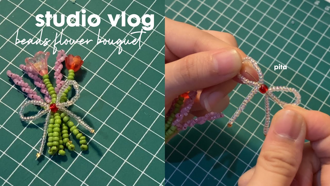 studio vlog | beads flower bouquet 🧚🏻‍♀️💐