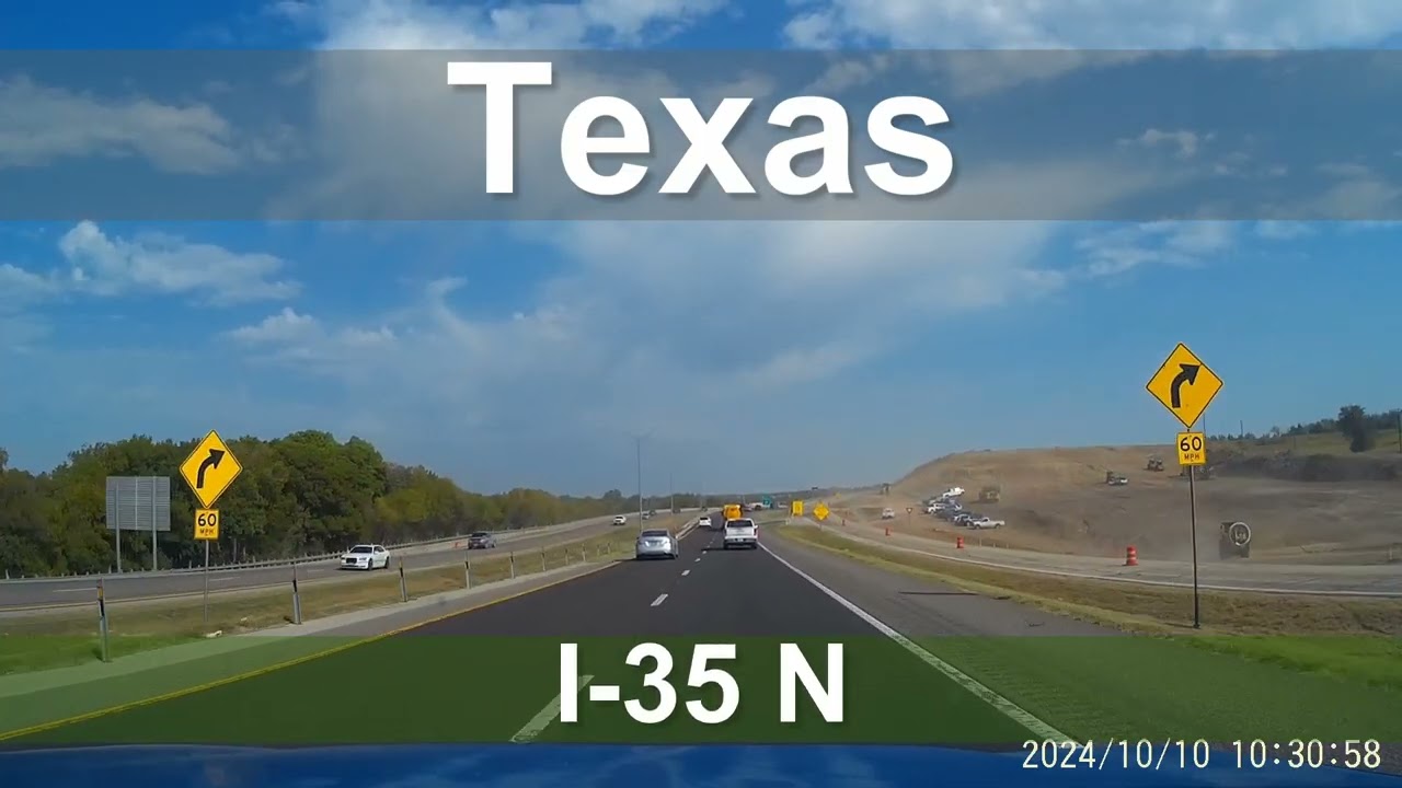 Texas Oklahoma State Line I-35 - Both Directions S + N - Dashcam Video