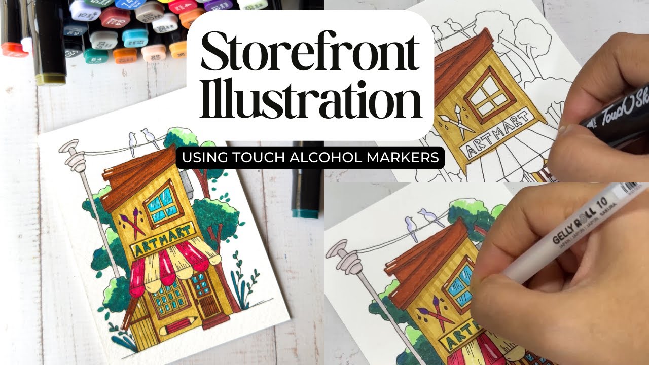 Create Cute Storefront Illustration with Touch Alcohol Markers
