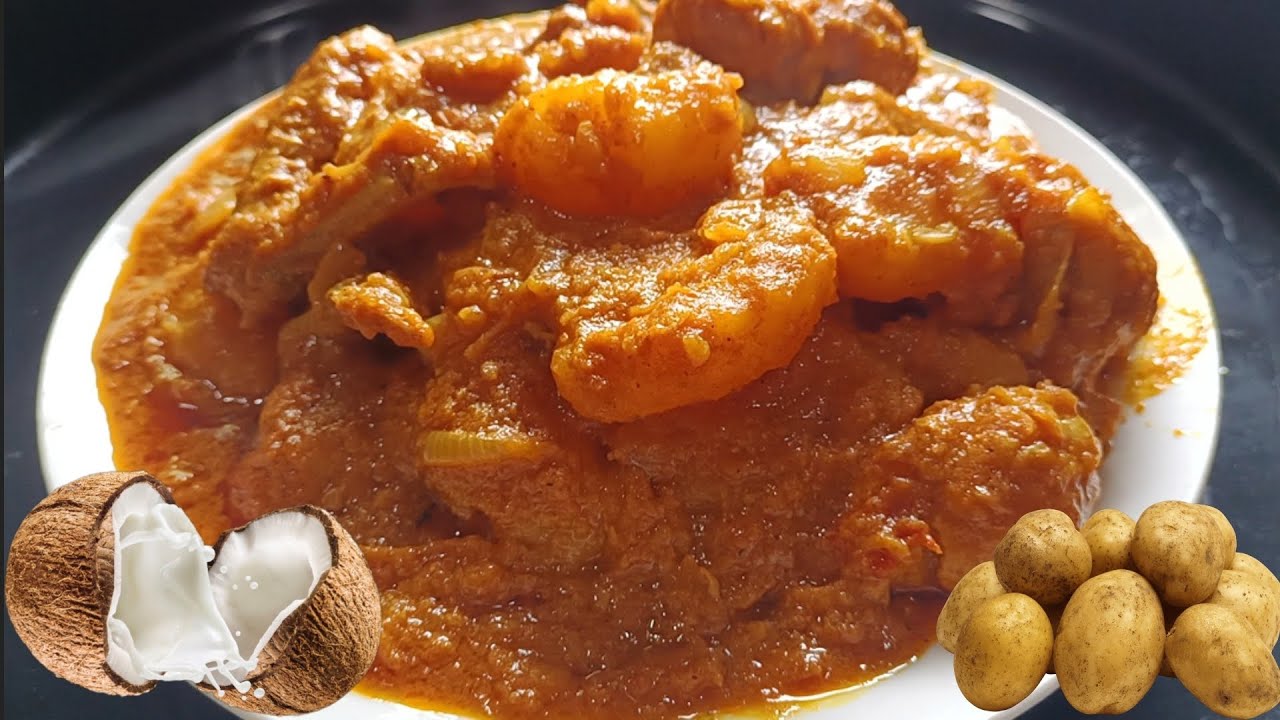 CURRY DE POULET, POMMES DE TERRE AU LAIT DE COCO 🥥 | cuisine comorienne 