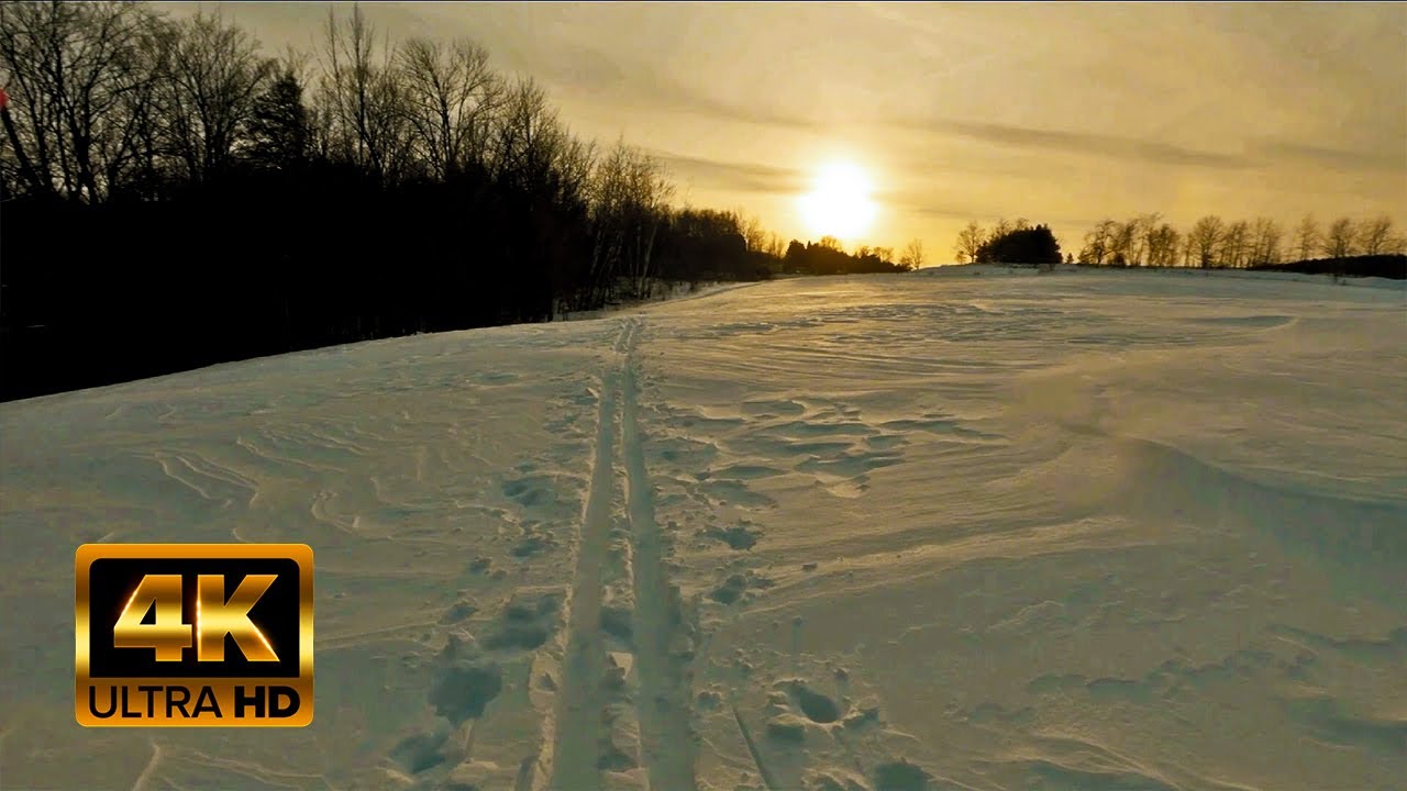4K Virtual Cross Country Skiing - Sunset X-Ski - Nordic Skiing