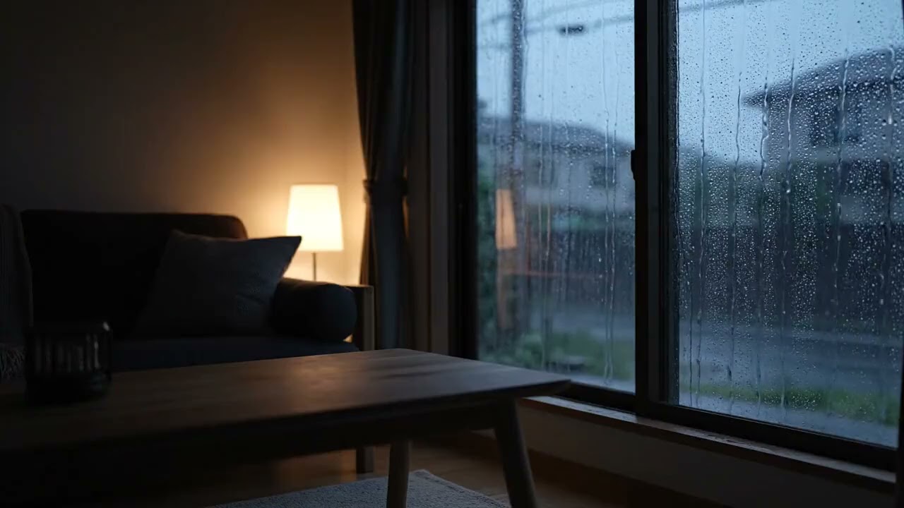 Soft Night Rain Indoors for Studying, Relaxing & Sleeping