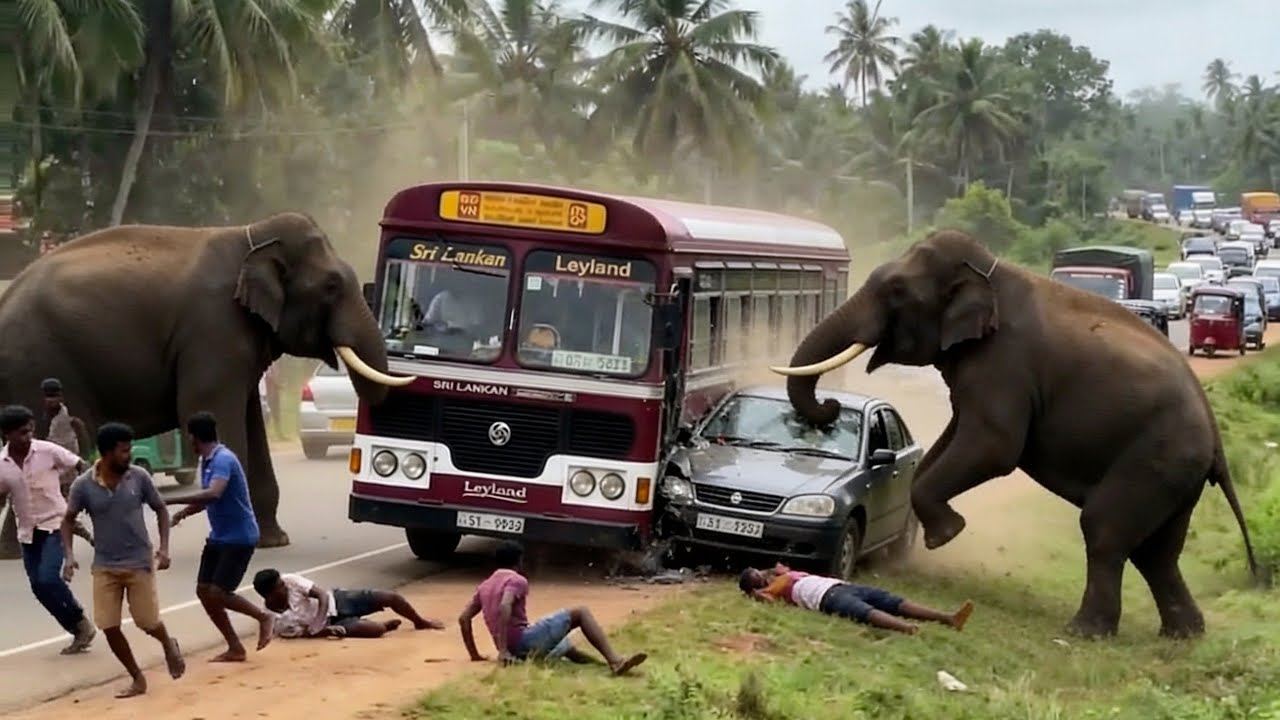 Heart-Stopping Moment: Elephant Smashes Windshield for Food