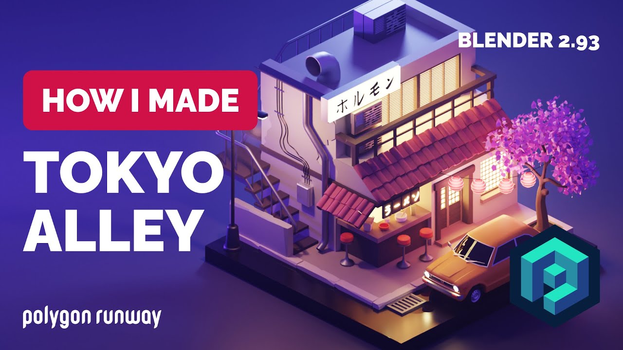 Tokyo Alley and Honda Civic in Blender 2.93 - 3D Modeling Process | Polygon Runway
