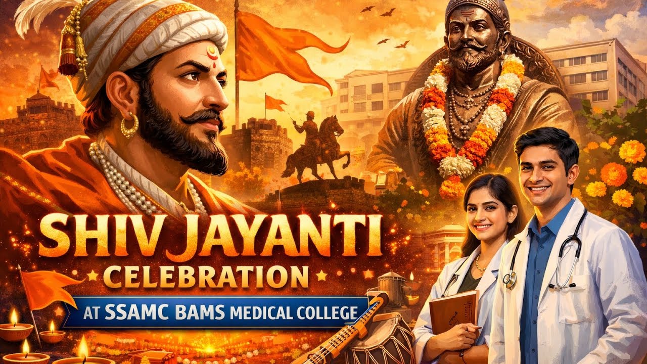 Shiv Jayanti vibes at SSAMC BAMS — honoring history, inspiring future healers. 🩺🔥