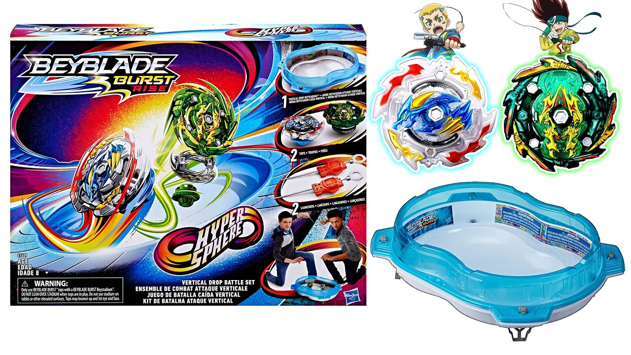 VERTICAL DROP BATTLE SET NEW HASBRO BEYBLADE BURST RISE ! TEST BATTLES UNBOXING AND REVIEW