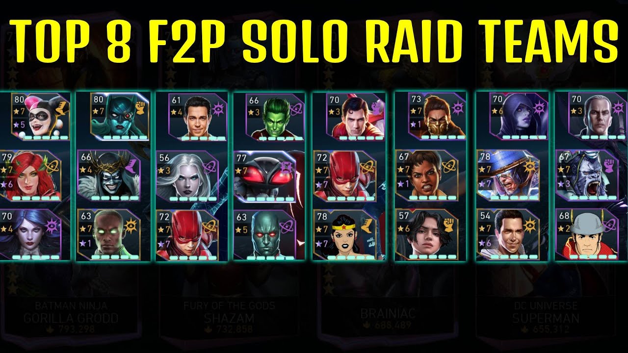 Top 8 F2P Solo Raid Teams Injustice 2 Mobile
