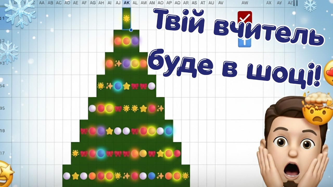 🤯 Твій вчитель інформатики буде в шоці! Новорічна ялинка в клітинках Google Таблиць