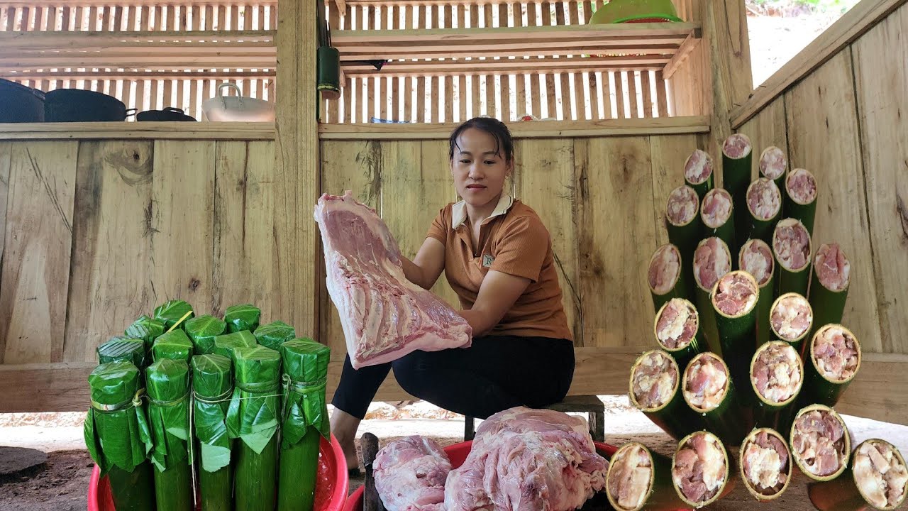 How to preserve pork with traditional bamboo tubes - L&yacute; Thị Viện