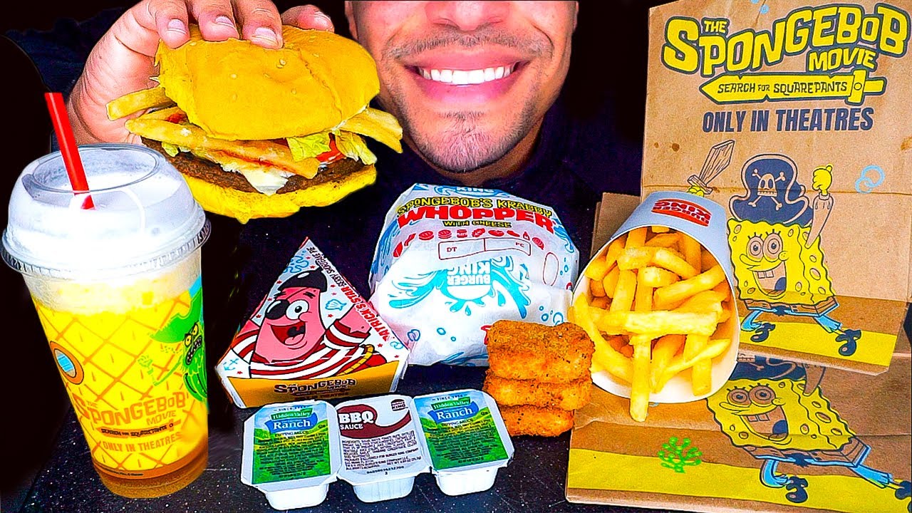 BURGER KING SPONGEBOB KRABBY WHOPPER CHICKEN NUGGETS FRIES MOVIE MEAL STRAWBERRY SHORTCAKE PIE