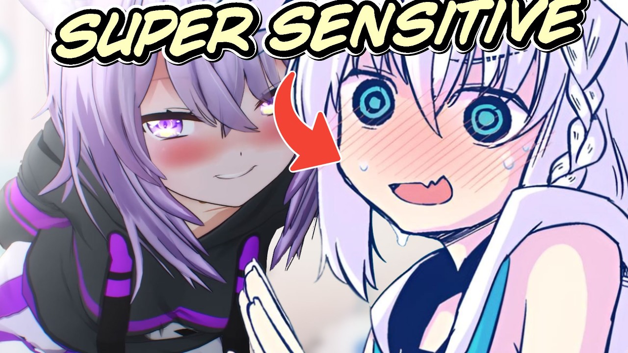 Okayu completely overwhelms Fubuki with her hand and mouth