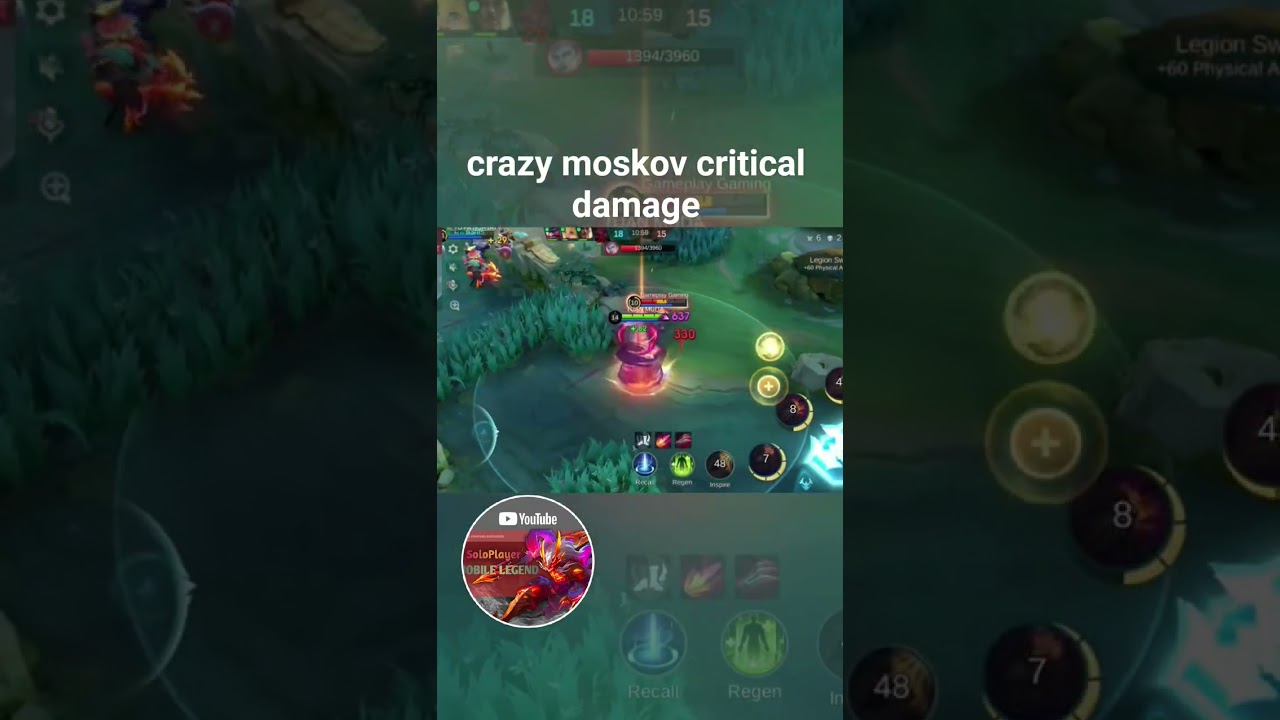 SOLOPLAYER |  CRAZY MOSKOV CRITICAL DAMAGE GAMEPLAY| MOSKOV GAMEPLAY#MOSKOV#TOP#mobile#mobilelegends