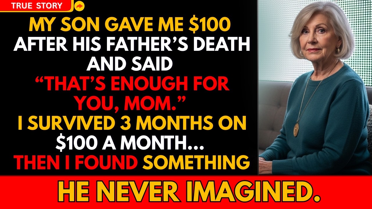 My Son Gave Me $100 After His Father's Death… I Survived 3 Months, Then I Found Something…