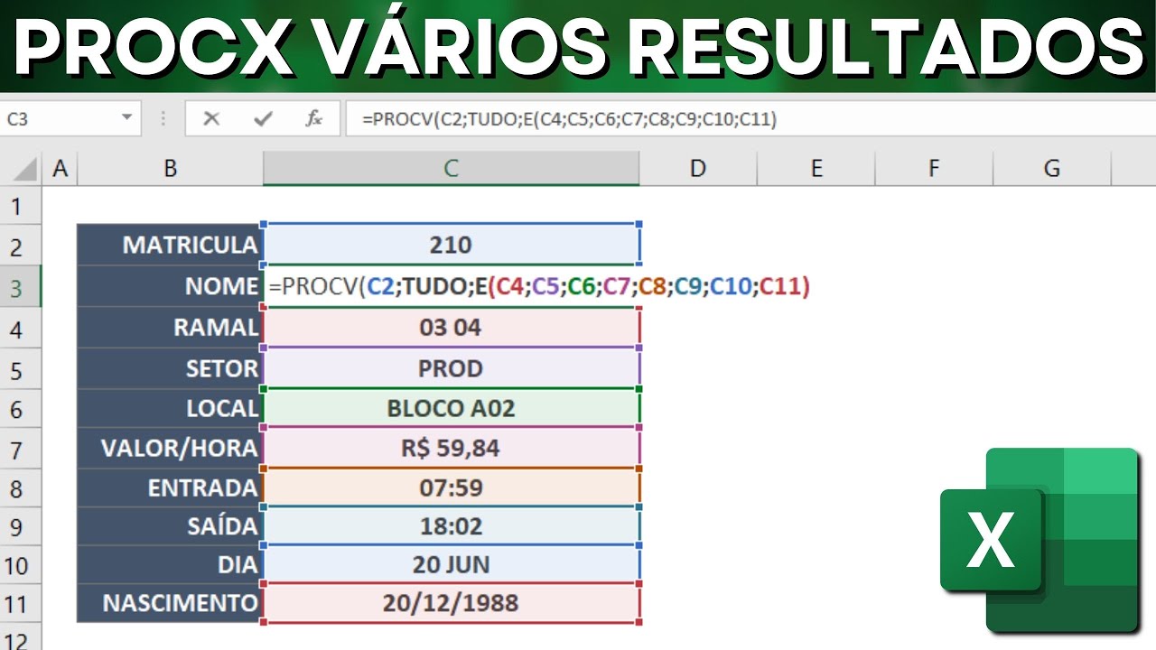 Como Fazer PROCX em V&aacute;rias Linhas de Uma Vez S&oacute; | Fun&ccedil;&atilde;o no Excel com V&aacute;rios Resultados