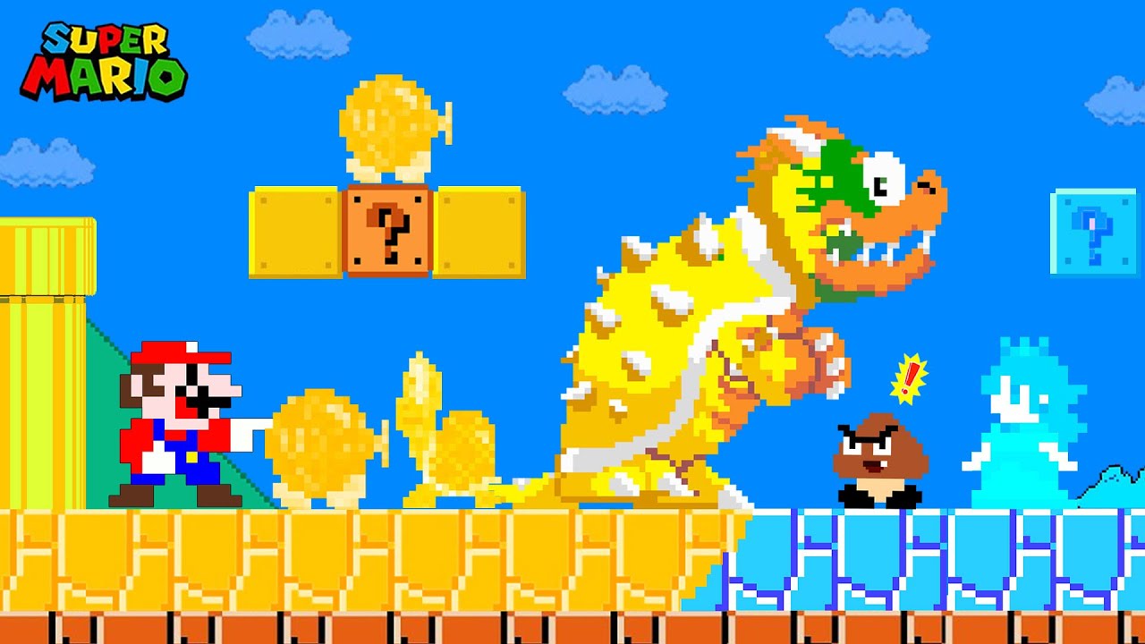 What If Everything Mario and Goomba Touch Turned Into GOLD vs ICE ??? | Game Animation