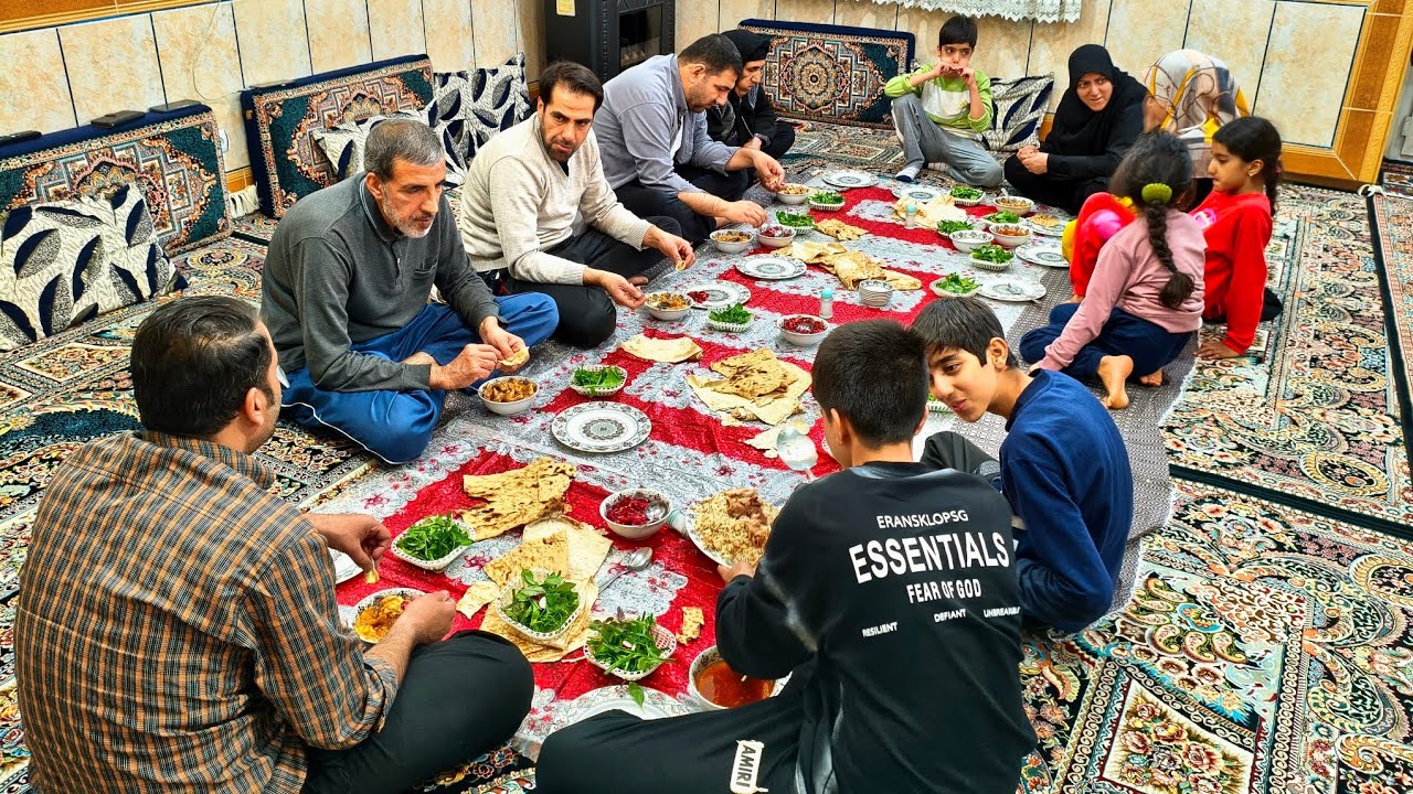 One Day in Villages of Iran | 10 People, Giant Abgoosht Feast